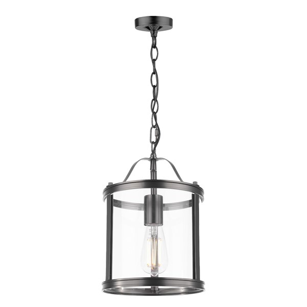 (image for) Laura Ashley Harrington Single Pendant Matt Black and Glass